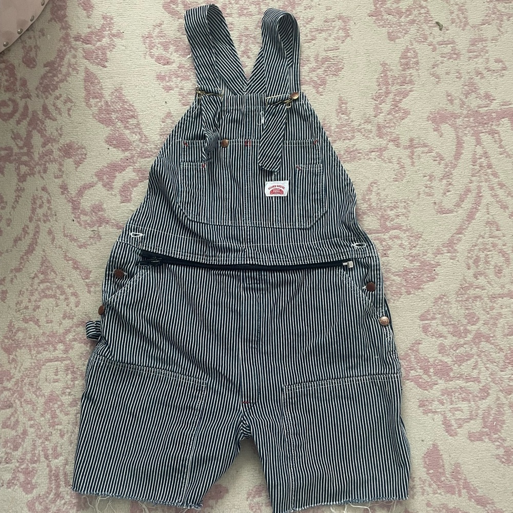 Round House Striped Overalls Shorts